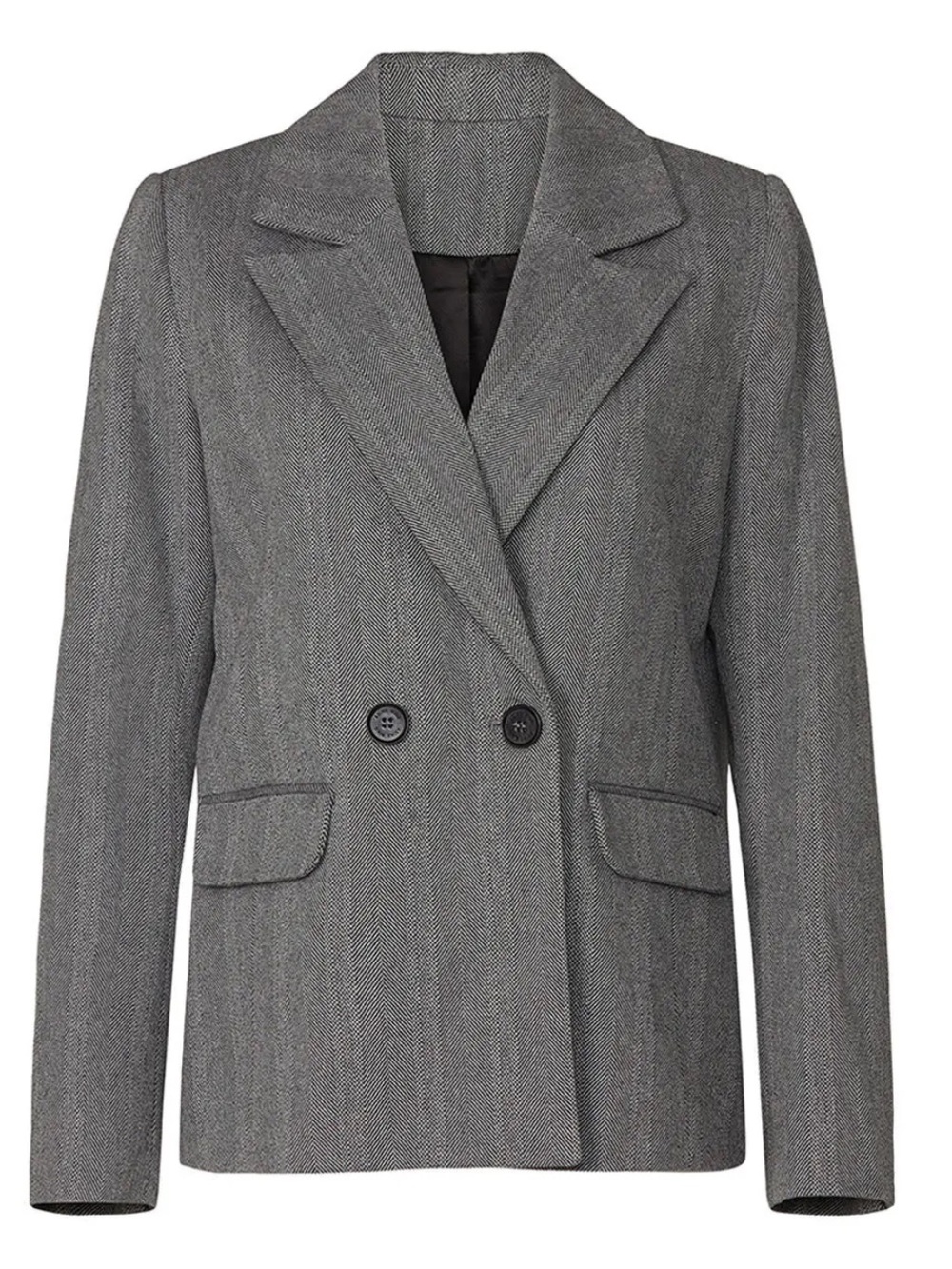 Annie Bing Becky Women's Gray Herringbone Blazer - Picture 4 of 15
